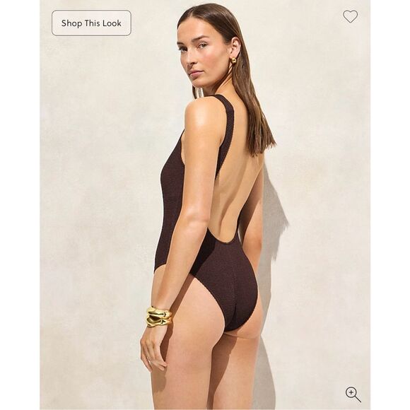 J. Crew Claudia scrunchie one-piece in Inky Espresso Brown Swimsuit Size 14 NWT - Picture 1 of 13